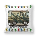 Funda de cojín de caravana con texto Happy Campers en suave tejido piel de melocotón - Autocaravana Roja y Amarilla Retro(8)