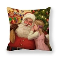 Kissenbezug mit Weihnachtsmann und Mädchen am geschmückten Weihnachtsbaum-Motiv - Weihnachtsmann mit Mädchen (13)