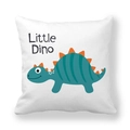 Weißer quadratischer Kissenbezug mit süßem grünen Dino-Print und Little Dino Text - 45x45 cm / Little Dino Stil (9)