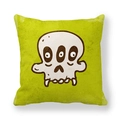 Grüner Kissenbezug mit Cartoon-Totenkopf aus weichem Pfirsichhaut-Gewebe - 45x45 cm / Dreiäugiger Totenkopf (1)