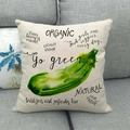 Fodera per cuscino in lino con stampa di zucchine ad acquerello e testo organico - Stile Zucchina ad Acquerello Bianco Sporco (4)
