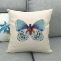 Detailed texture of linen throw pillow cover with vibrant watercolor butterfly pattern print - Vibrant Colorful Watercolor Butterfly Style (7)