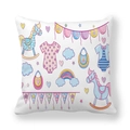 Cute cartoon peach skin pillowcase with rocking horse and baby clothes patterns - 18x18 Inch / Horse Bodysuit Rainbow Element
