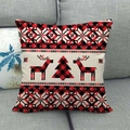 Christmas buffalo plaid linen pillowcase featuring reindeer and tree pattern on gray sofa - Red Black Plaid - Plaid Deer & Tree (Style 20)