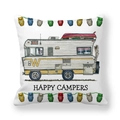 Funda de cojín con caravana de dibujos animados y estampado de Happy Campers - Autocaravana Retro con Canoa(11)
