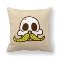 Cartoon Totenkopf Kissenbezug mit gelben Kraken-Tentakeln auf Pfirsichhaut-Stoff - 45x45 cm / Oktopusbart-Totenkopf (23)