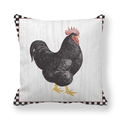 Square peach skin pillowcase with a black rooster design on white wood grain background - 45x45cm / Realistic Black Rooster White Wood Grain Style (14)