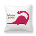 Pfirsichhaut-Kissenbezug mit rotem Happy DINO Cartoon-Druck auf weißem Hintergrund - 45x45 cm / Happy Dino Rot Stil (15)