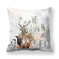 Federa in pelle di pesca con animali polari ad acquerello come renne e orsi polari - 45x45cm / Stile Ritratto Foresta Polare (23)