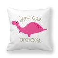 Kissenbezug aus Pfirsichhaut mit rosa Cartoon-Dinosaurier und You Are Amazing Text - 45x45 cm / You Are Amazing Rosa Dinosaurier Stil (16)