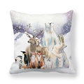 Fodera per cuscino invernale con acquerello di orso polare e renna su pelle di pesca - 45x45cm / Stile Ritratto Animale Invernale (24)