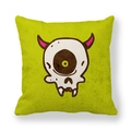 Cartoon Totenkopf Monster Kissenbezug aus neongrünem Peach-Skin-Gewebe - 45x45 cm / Einäugiges Monster (26)