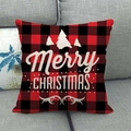 Christmas cushion cover featuring red and black buffalo plaid with Merry Christmas text - 18x18 Inch / Red Black Plaid Merry Christmas Trees (16)