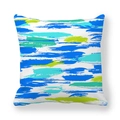 Housse de coussin carrée moderne avec coups de pinceau abstraits bleus et verts - Blue Green Neon Abstract Brushstrokes