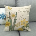 Linen pillow cover with butterfly floral art and 'Always Stay Humble & Kind' quote - Butterfly Quote Warm Style (4) / 45x45cm