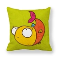 Green peach skin pillowcase featuring a cartoon fish print with vibrant orange and yellow colors - 18x18 Inch / Grass Green Background Yellow and Orange Cartoon Fish
