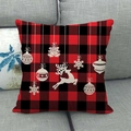 Christmas cushion cover with red black buffalo plaid and white reindeer snowflakes - 18x18 Inch / Red Black Plaid Hanging Ornaments (18)
