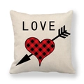 Housse de coussin en lin pour la Saint-Valentin avec cœur à carreaux et lettrage LOVE - Style LOVE Majuscule Flèche Cœur (5) / 45x45cm