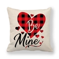 Housse de coussin en lin Saint-Valentin avec cœur à carreaux et texte Be Mine - Style Be Mine Cœur Carreaux Accents (9) / 45x45cm