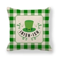 Green gingham St. Patrick's Day pillow cover with Irish-ish hat design and linen texture - Irish-ish Design (10)