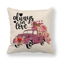 Detail of linen pillow cover featuring pink leopard truck and always in love print - Pink Leopard Truck Style (2) / Standard Spec