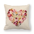 Detail view of linen cushion cover featuring watercolor floral heart and love you Mum text - Love You Mum Watercolor (15)