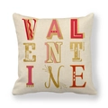 Federa quadrata in lino per San Valentino con scritte artistiche rosse e dorate su beige - Scritta Artistica Valentine (20)