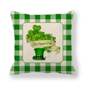 Dettaglio della federa in lino San Patrizio con trifogli e cappello da leprechaun - Stile Cappello e Nastro San Patrizio (18)