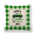 St. Patrick's Day green buffalo plaid pillow cover with vintage truck and shamrock - Plaid Truck Shamrock (17)
