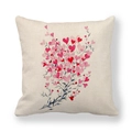 Macro shot of texture on linen pillow case with artistic watercolor heart tree print - Heart Tree Couple