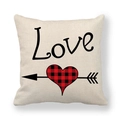Federa in lino per San Valentino con scritta Love e cuore con freccia scozzese - Stile Love Freccia Cuore (3)
