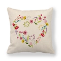 Close-up of linen blend pillowcase with watercolor floral heart pattern on beige fabric - Small Floral Heart
