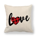Federa in lino con scritta Love e cuore a quadretti rossi per San Valentino - Stile Artistico love a Mano (4)