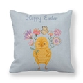 Detailed macro view showing the textured linen fabric and Happy Easter chick pattern - Yellow Chick with Flower Retro Style (13)