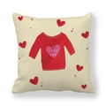 Linen Valentine's Day pillowcase with red sweater heart pattern and I Love You text - Sweater Design I Love You (9)