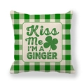 Fodera per cuscino San Patrizio a quadretti con scritta Kiss Me I'M A GINGER verde - Stile Kiss Me I'm A Ginger (15)