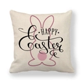 Detailed texture of Easter linen pillowcase with pink rabbit and Happy Easter text - Pink Line Rabbit HAPPY Style (19)