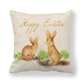 Dettaglio della federa in lino con coniglietti pasquali e scritta Happy Easter - Stile Scritto a Mano Oro Happy Easter (16) / 45cmx45cm