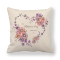 Linen Mother's Day cushion cover with floral heart pattern and loving text print - Mother's Day Heart
