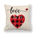 Housse de coussin en lin avec texte Love et motif coeur à carreaux rouge et noir - Style Vintage Usé love Cœur Carreaux (6) / 45x45cm