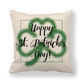 Funda de cojín de lino de San Patricio con trébol verde brillante y texto festivo - Patrón de Trébol con Purpurina (2)
