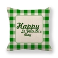 Fodera per cuscino in lino a quadretti verdi per San Patrizio con scritta augurale - Auguri Festivi (1)