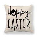 Minimalist beige linen Easter pillow case with black Hoppy EASTER printed text and heart - Hoppy Easter Heart Lettering Style (5)