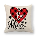Housse de coussin en lin pour la Saint-Valentin avec cœur à carreaux rouges et Be Mine - Style Be Mine Grand Cœur Carreaux (7) / 45x45cm