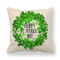Linen St. Patrick's Day pillow cover with green shamrock wreath and festive text - Green Shamrock Wreath (11) / 45x45cm