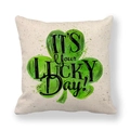 Funda de cojín de lino San Patricio con trébol y frase 'IT'S Your LUCKY Day' - Eslógan Tu Día de Suerte (3)