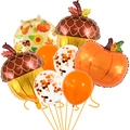 Dettaglio di palloncini autunnali con foglie di acero, zucche e ghiande per festa del ringraziamento - Fascio di Palloncini del Ringraziamento 4