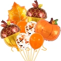 Dettagli del set festa del raccolto con palloncini in foil a foglia e zucca - Fascio di Palloncini del Ringraziamento 5