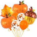 Dettaglio set palloncini raccolto con foglie di acero, zucca e ghianda in alluminio - Fascio di Palloncini del Ringraziamento 6