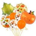 Dettaglio del set di palloncini del Ringraziamento con zucca e foglie di acero oro - Fascio di Palloncini del Ringraziamento 8